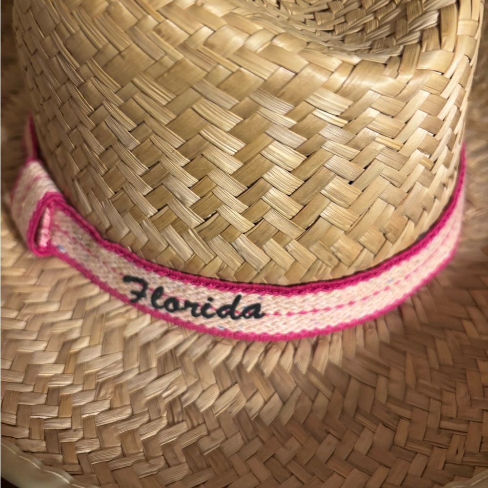 Straw Hat with Pink Band - Picture 6 of 12